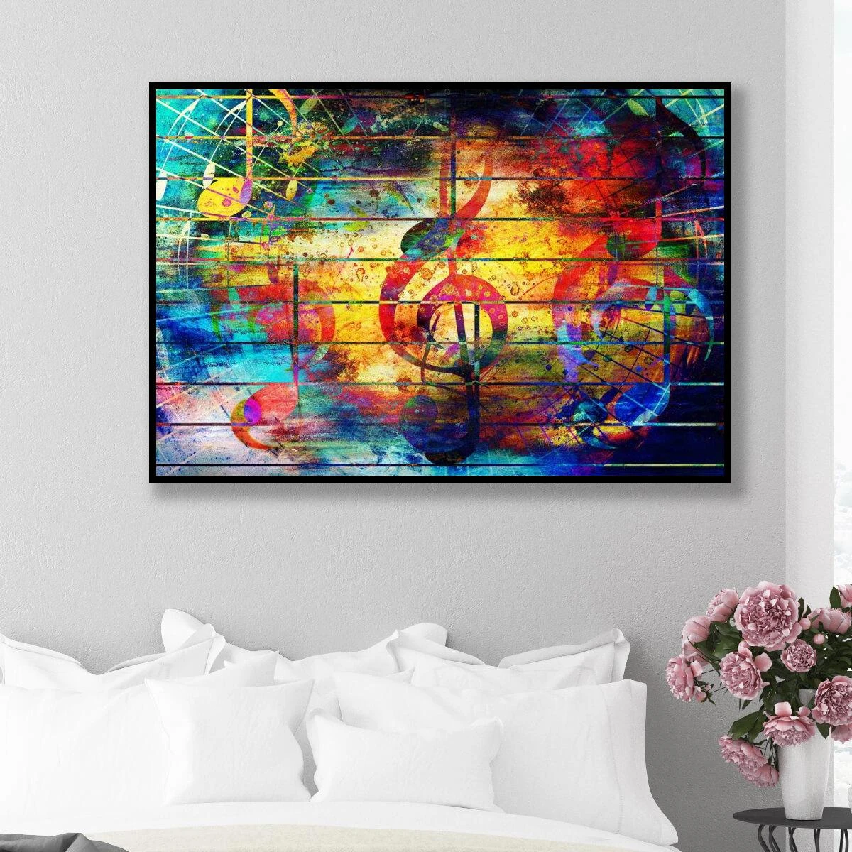 ציורים לחדר שינה | תו סול בצבע צבעוני לתליה באולפן הקלטות בחדר שינה או משרד על קנבס או זכוכית דגם 3728461