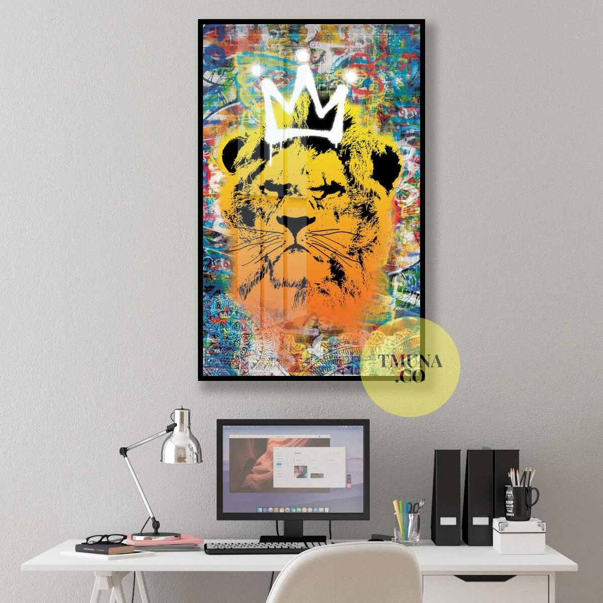 מלך האריות - תמונת פופ ארט מגניבה בסגנון גרפיטי לחדרי נוער לבית או למשרדים מעוצבים דגם 134950