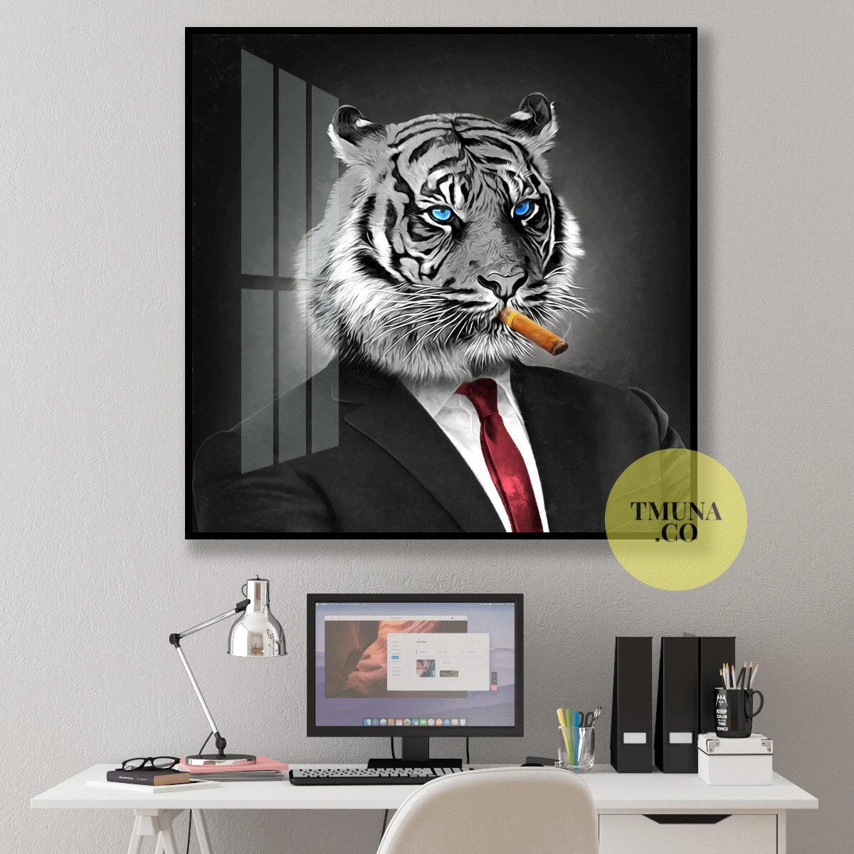 הנמר שבתוכי - תמונה מגניבה על קנבס או זכוכית למשרדים מעוצבים דגם 3728704