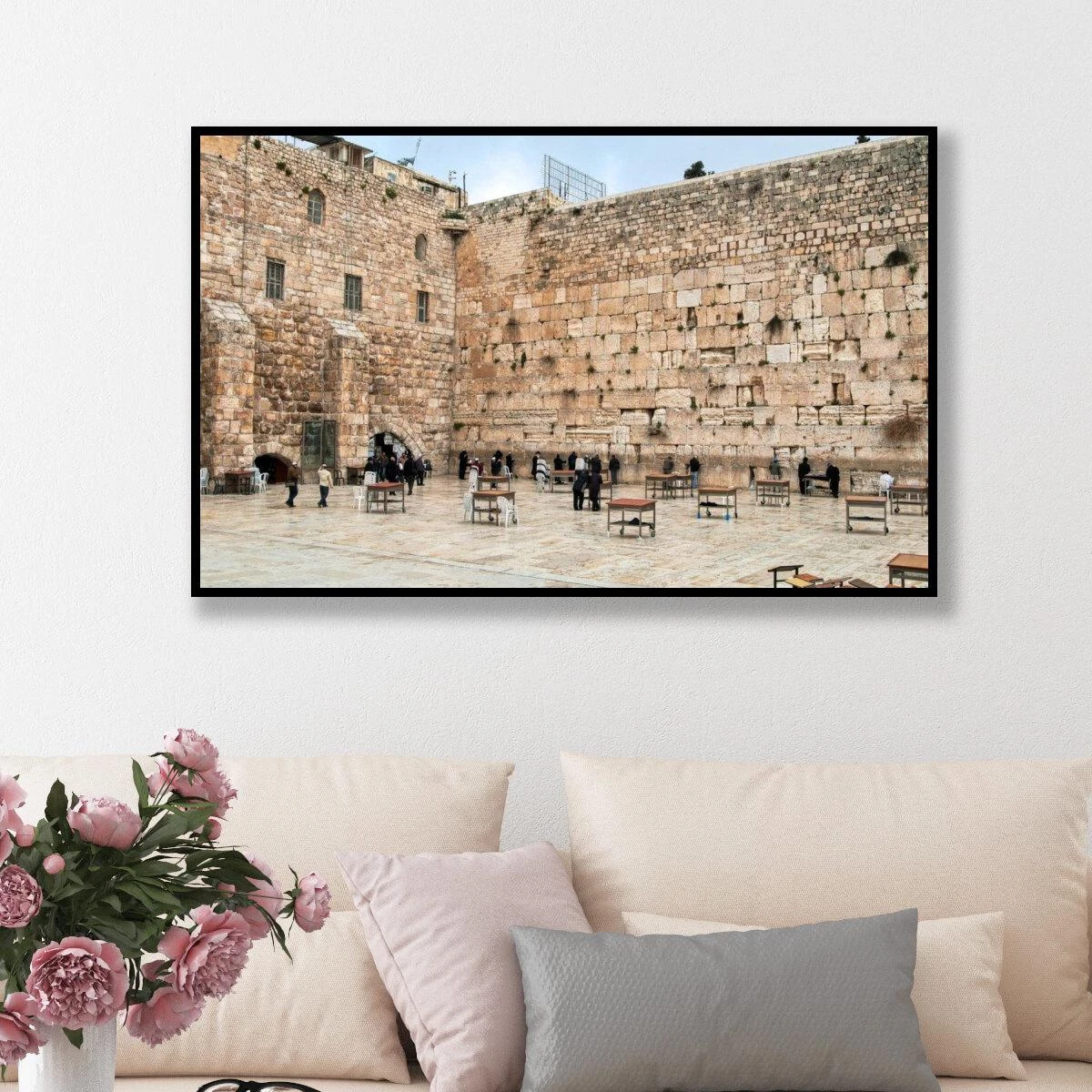 תמונה יהודית לסלון של הכותל המערבי - תפילה - הדפסה על קנבס או זכוכית דגם 3728189