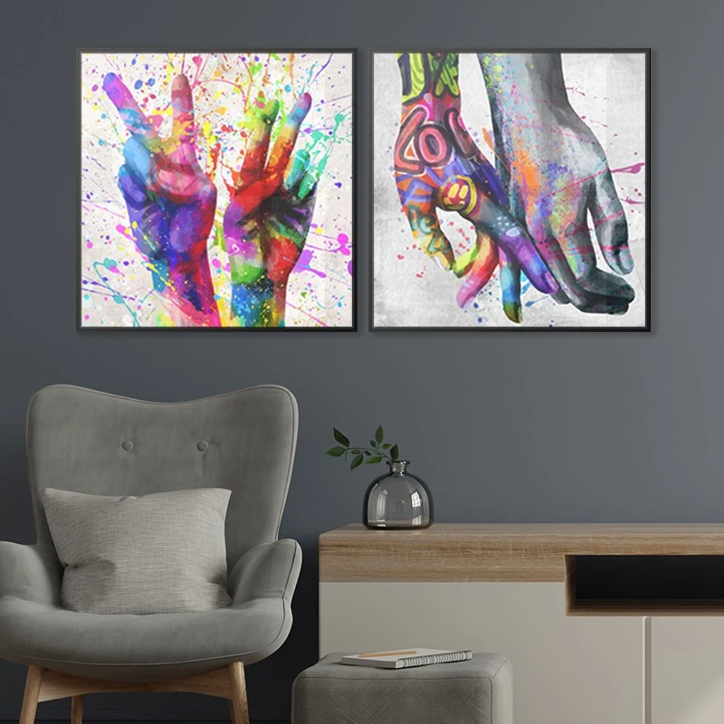 זוג תמונות קנבס לפינת אוכל שלום ואחדות תמונות מחולקות פופארט - דגם 135274