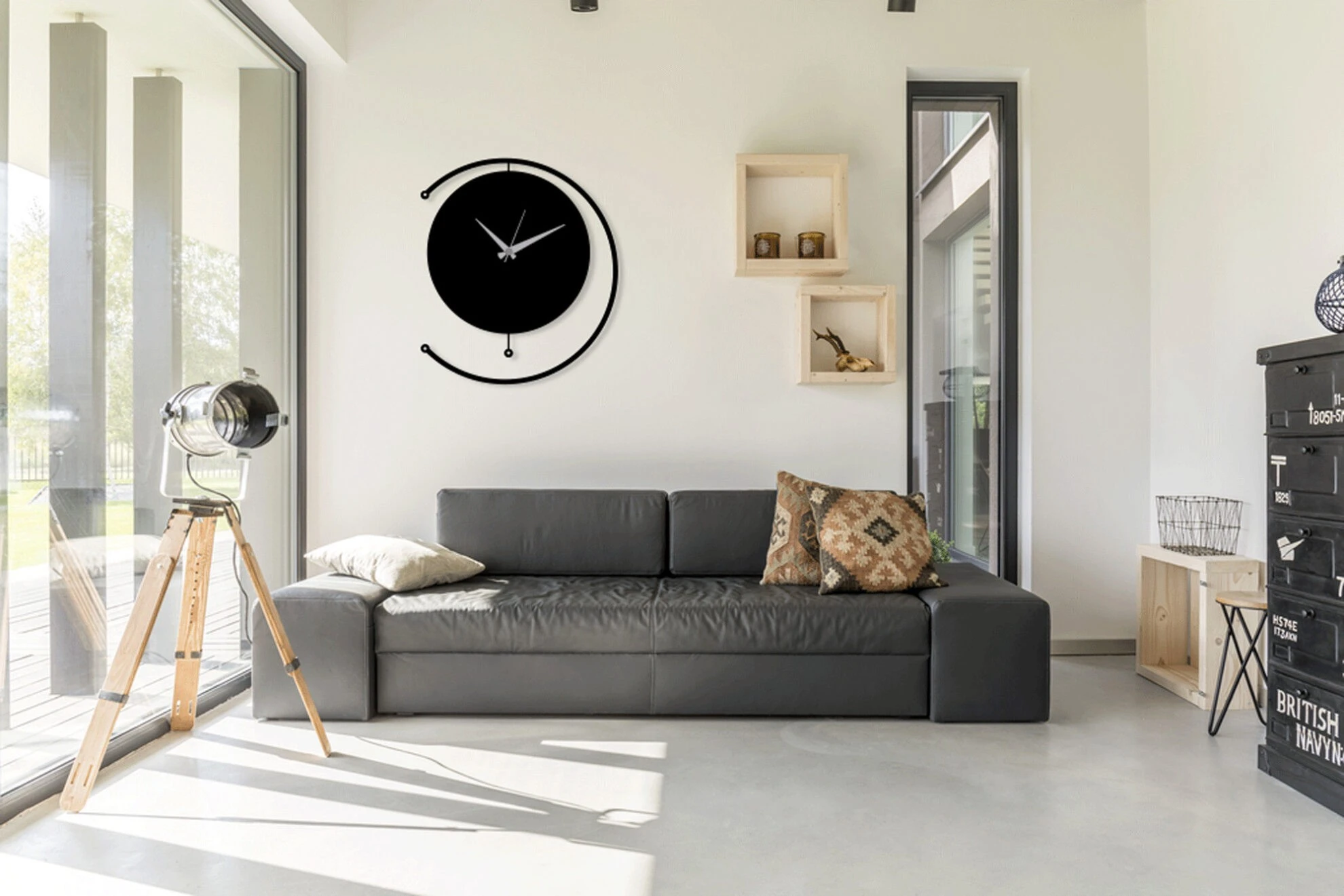 שעון קיר מתכת שעון סהר Line Art דגם DS062469