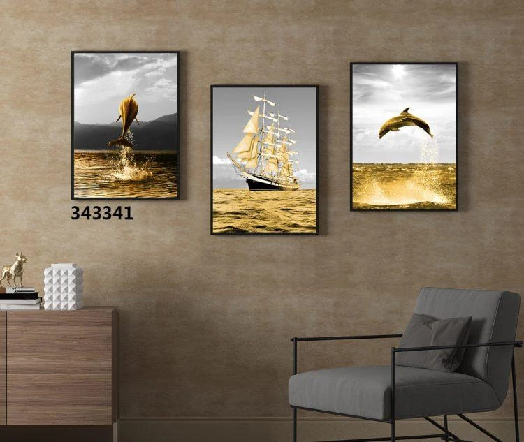'הלוויתן' סט 3 תמונות קנבס ממוסגרות דגם 343341