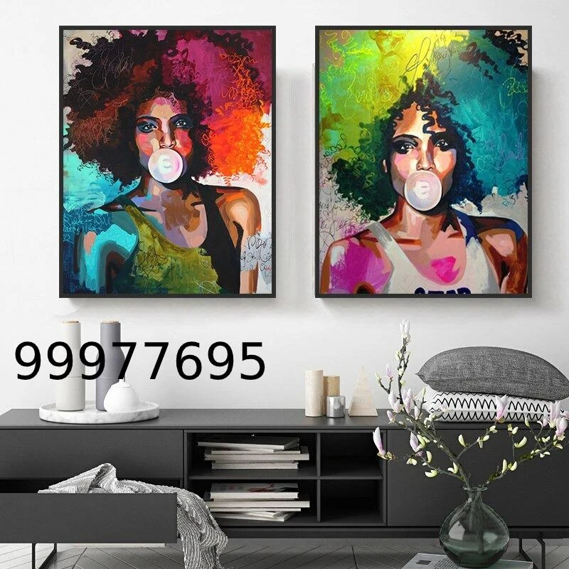 פופ ארט תמונות האקזוטית - סט ציורים על קנבס לחדר שינה למשרד דגם 99977695