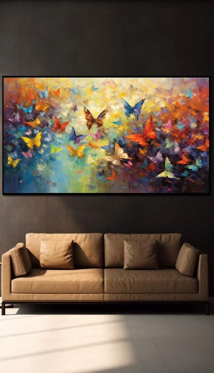 תמונת זכוכית למשרד משפחת הפרפרים הדפסת ציור על זכוכית ציורים - דגם 32483039