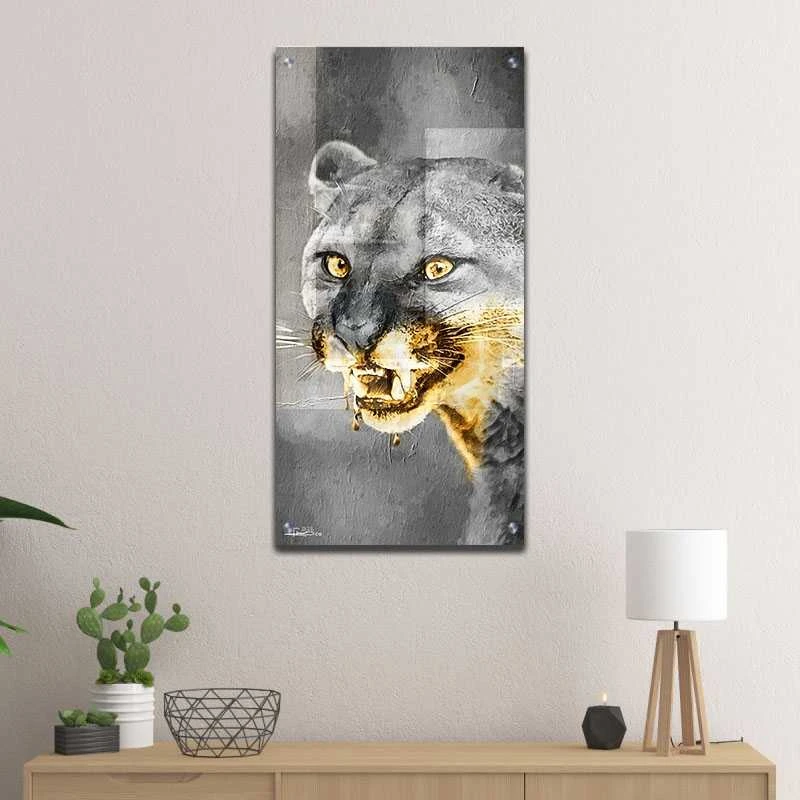 תמונת זכוכית לכניסה לבית בַּרדְלָס ציור על זכוכית בגווני שחור, אפור, זהב - דגם galvtm46p2628