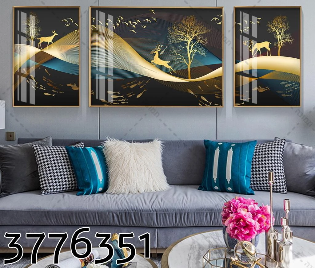 סט תמונות קנבס 'ליל האיילות' לתלייה בסלון דגם 3776351