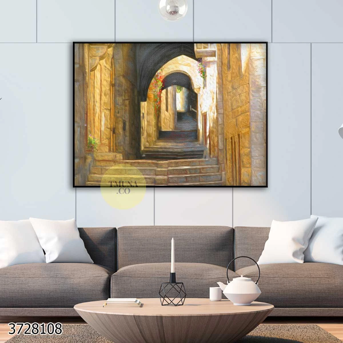 תמונות על קנבס של ירושלים העתיקה - ציור בסמטאות - לסלון או פינת אוכל דגם 3728108