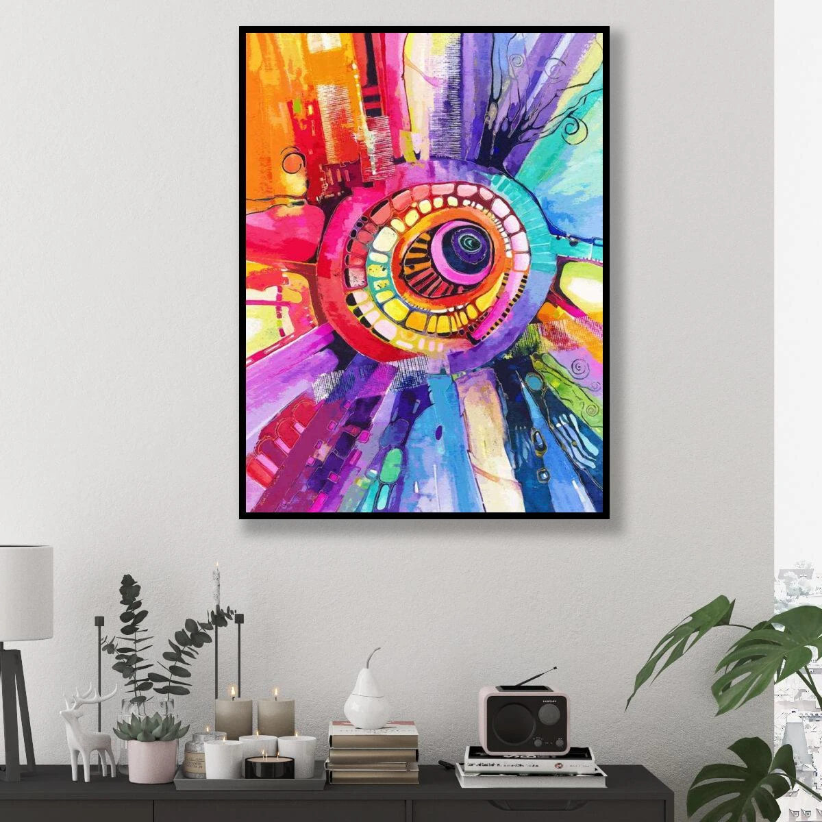 ציורים אבסטרקטים | אמנות העין בצבע צבעוני על קנבס או זכוכית לסלון או למשרדים מעוצבים דגם 3728447