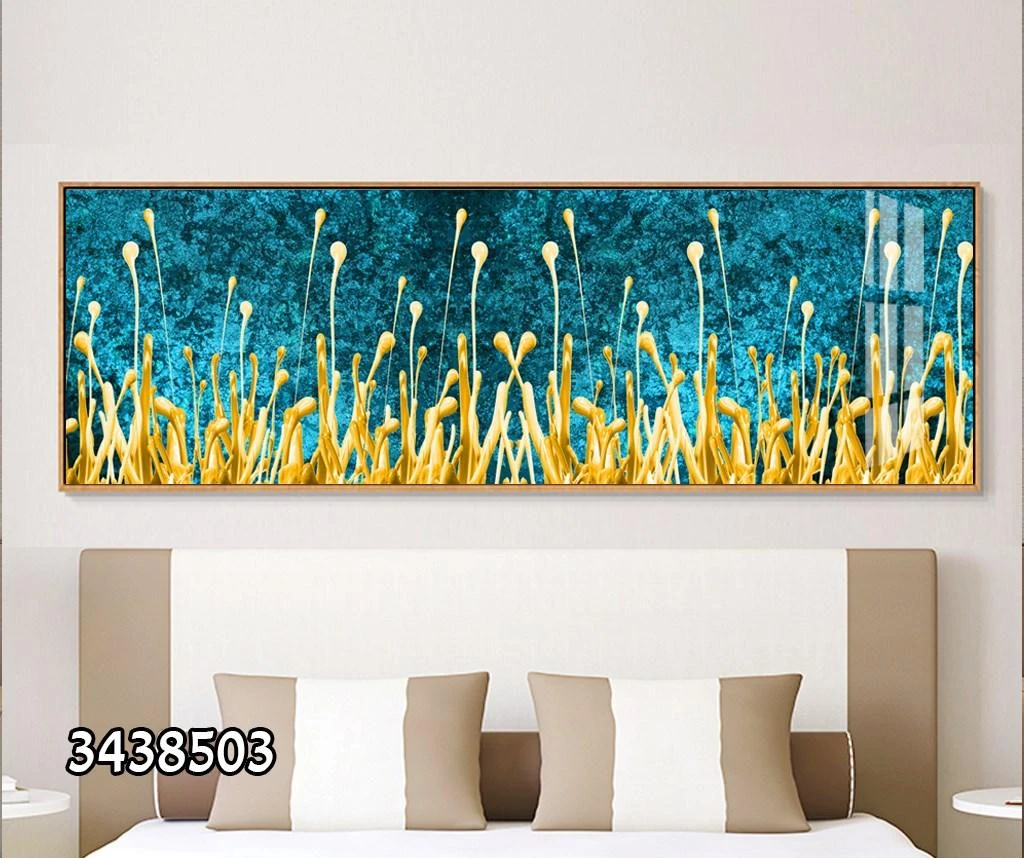 תמונות קנבס לחדר שינה בגווני זהב וטורקיז מקט 3438503