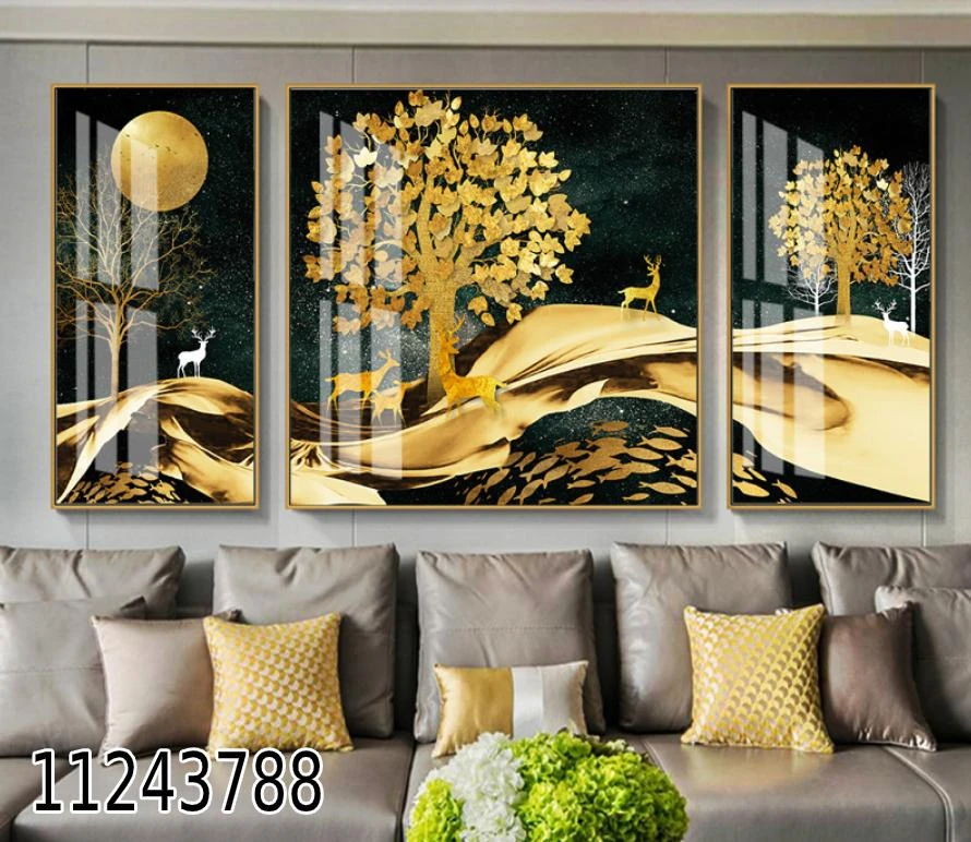 'Golden view' סט תמונות קנבס מחולקות מיוחדות לסלון דגם 11243788