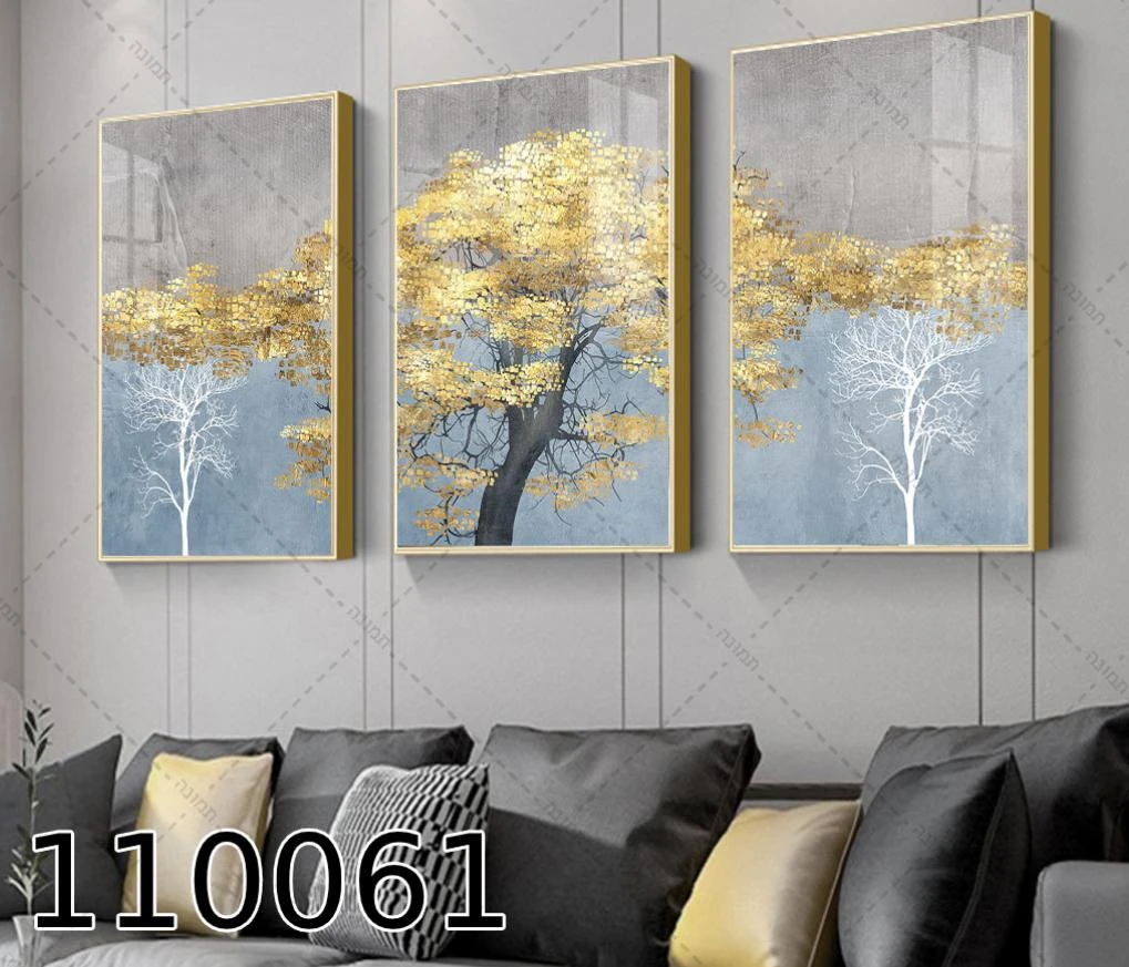 סט שלישית תמונות לסלון 'עצים רומנטיים' דגם 110061