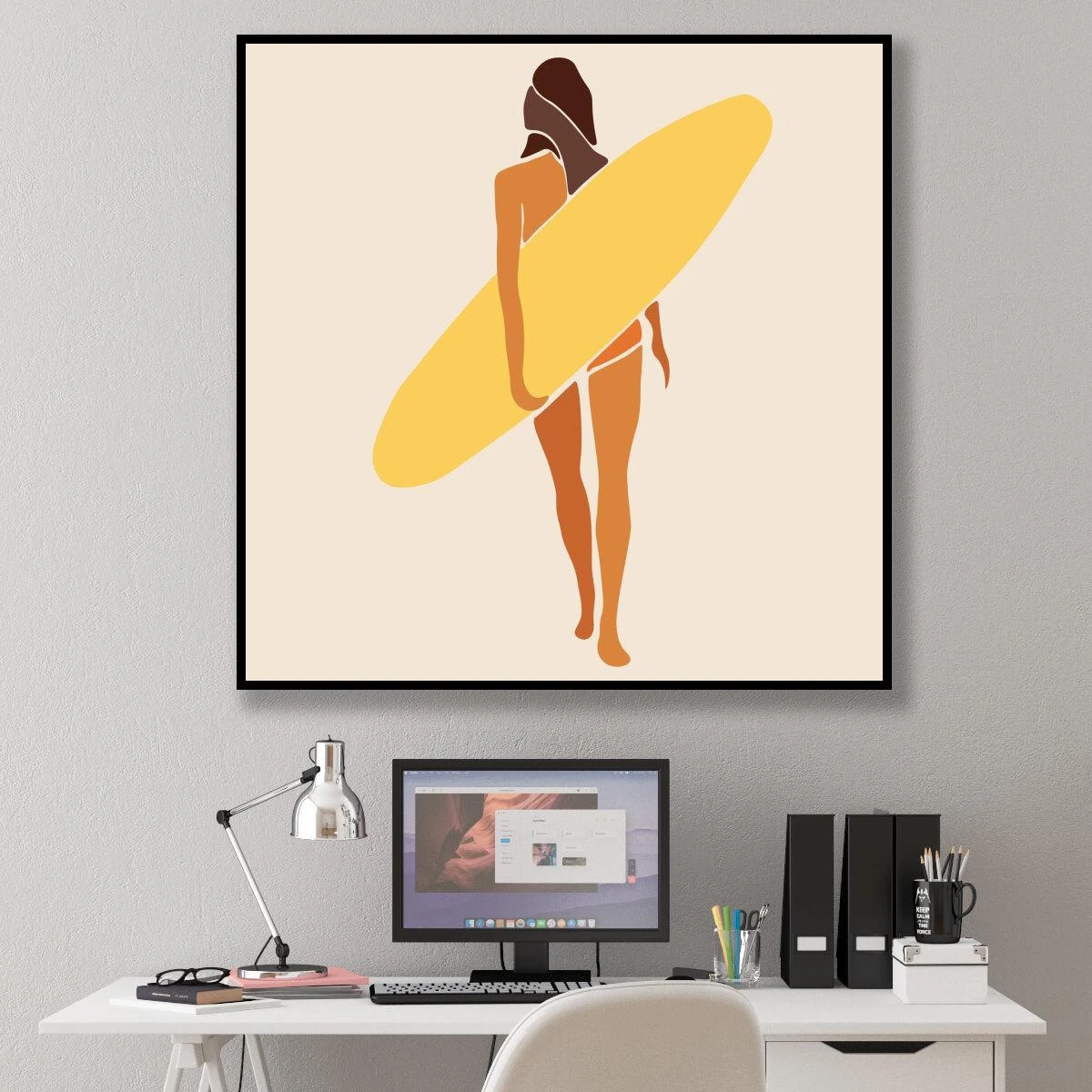 גולשת מגניבה - ציור מדהים לאוהבי גלישה לתליה בחדר שינה או במועדון גלישה דגם 3728265