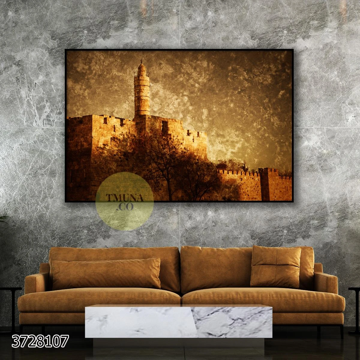 תמונה של ירושלים קנבס מהממת בסגנון וינטג' של חומות ירושלים למשרד או סלון דגם 3728107