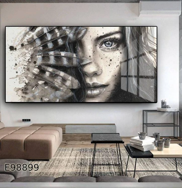 אמלי - תמונת קנבס בצבע אפור יפה גדולה לסלון לחדר שינה מוכנה לתלייה דגם E98899