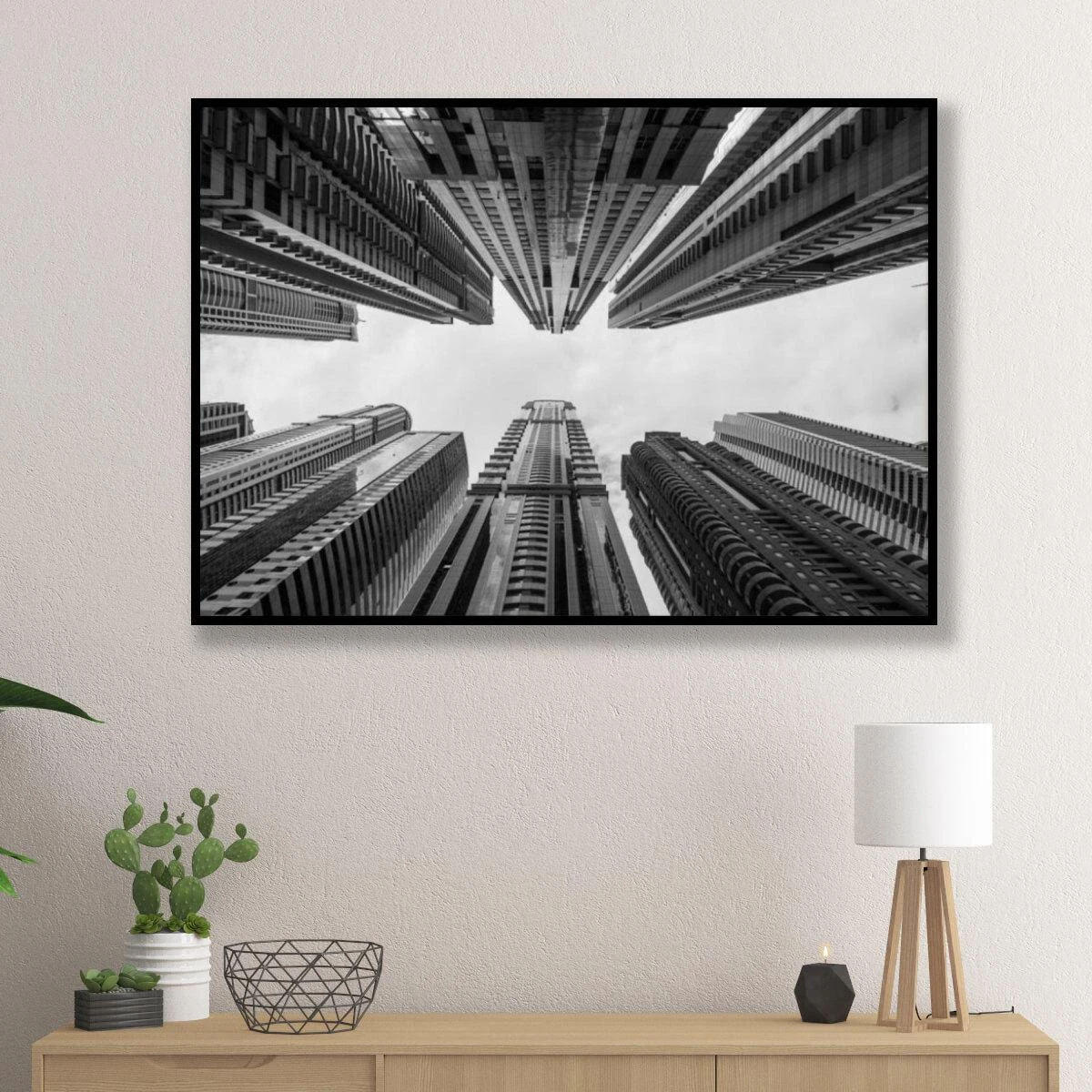 בניינים גבוהים - תמונה מדהימה של ניו יורק לבית או למשרד שחור לבן דגם 3728586