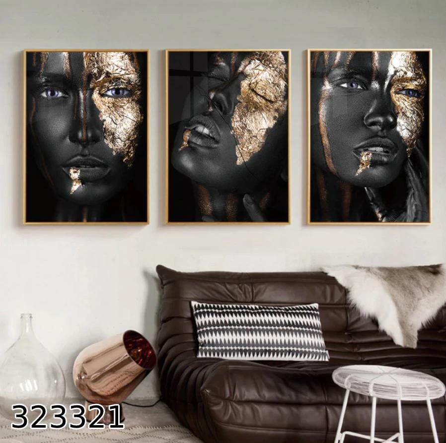 תמונות זכוכית לסלון סט 3 תמונות 'אפריקאית' דגם GTM-323321