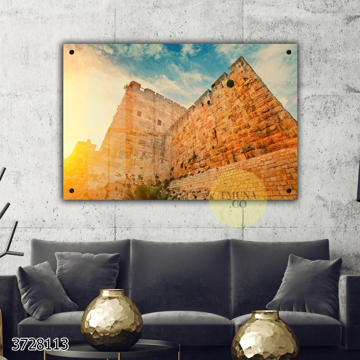 חומות ירושלים - תמונת זכוכית יוקרתית למשרד או סלון דגם 3728113