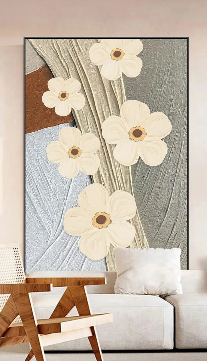 תמונות לפינת אוכל אבסטרקט בריסטול תמונת קנבס בנושא פרחים ועלים - דגם 27670346