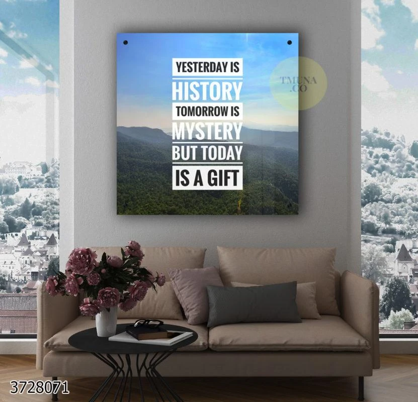 היום הוא מתנה תמונת השראה מזכוכית עם משפט מוטיבציה למשרד או קליניקה דגם 3728071