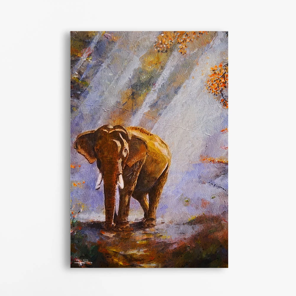 תמונה בצבע אפור למשרד מים לפילים עיצוב ייחודי בעלי חיים - דגם alvtm46p2302