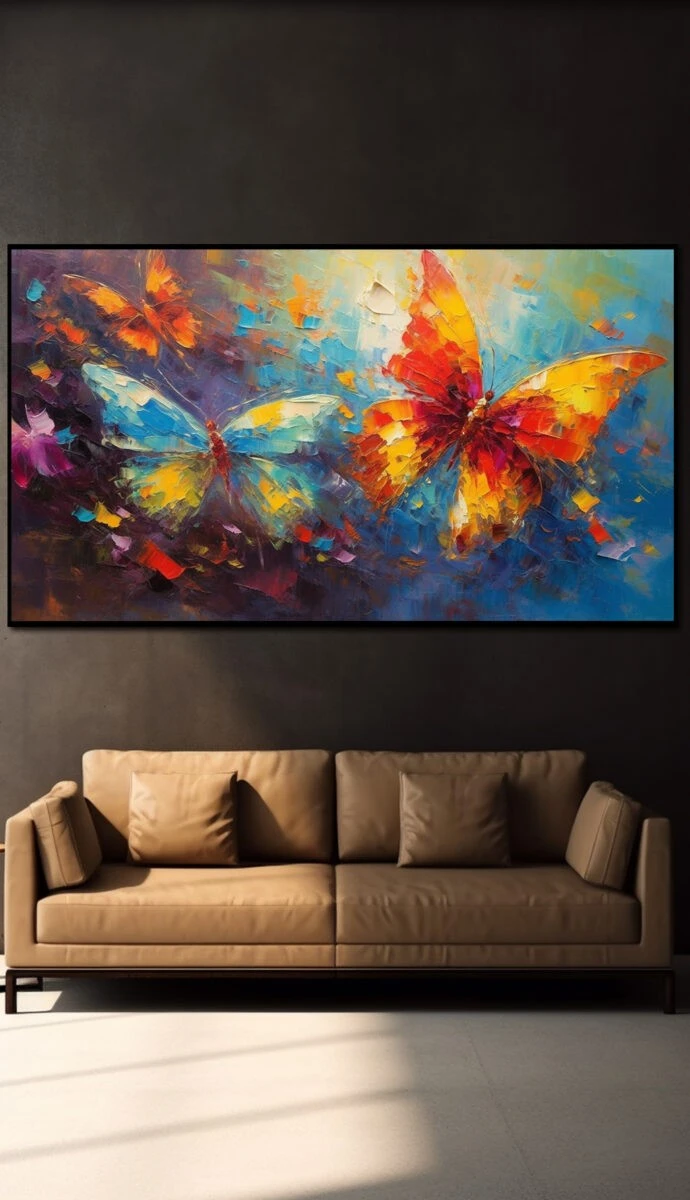 תמונת זכוכית למשרד פרפרים מתפרצים הדפסת ציור על זכוכית ציורים - דגם 32483037