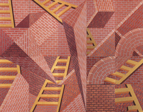 Las escaleras dorada, (poliptico),1991,