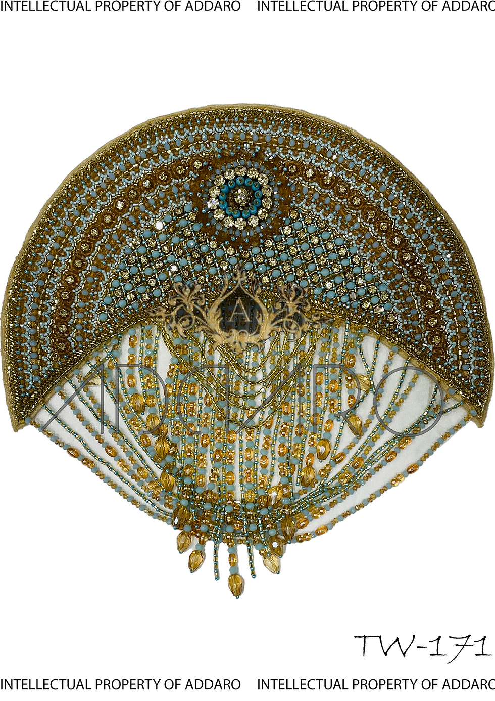 Addaro's Gold Powder Blue Hand-Embroidered Shoulder Pad TW-171