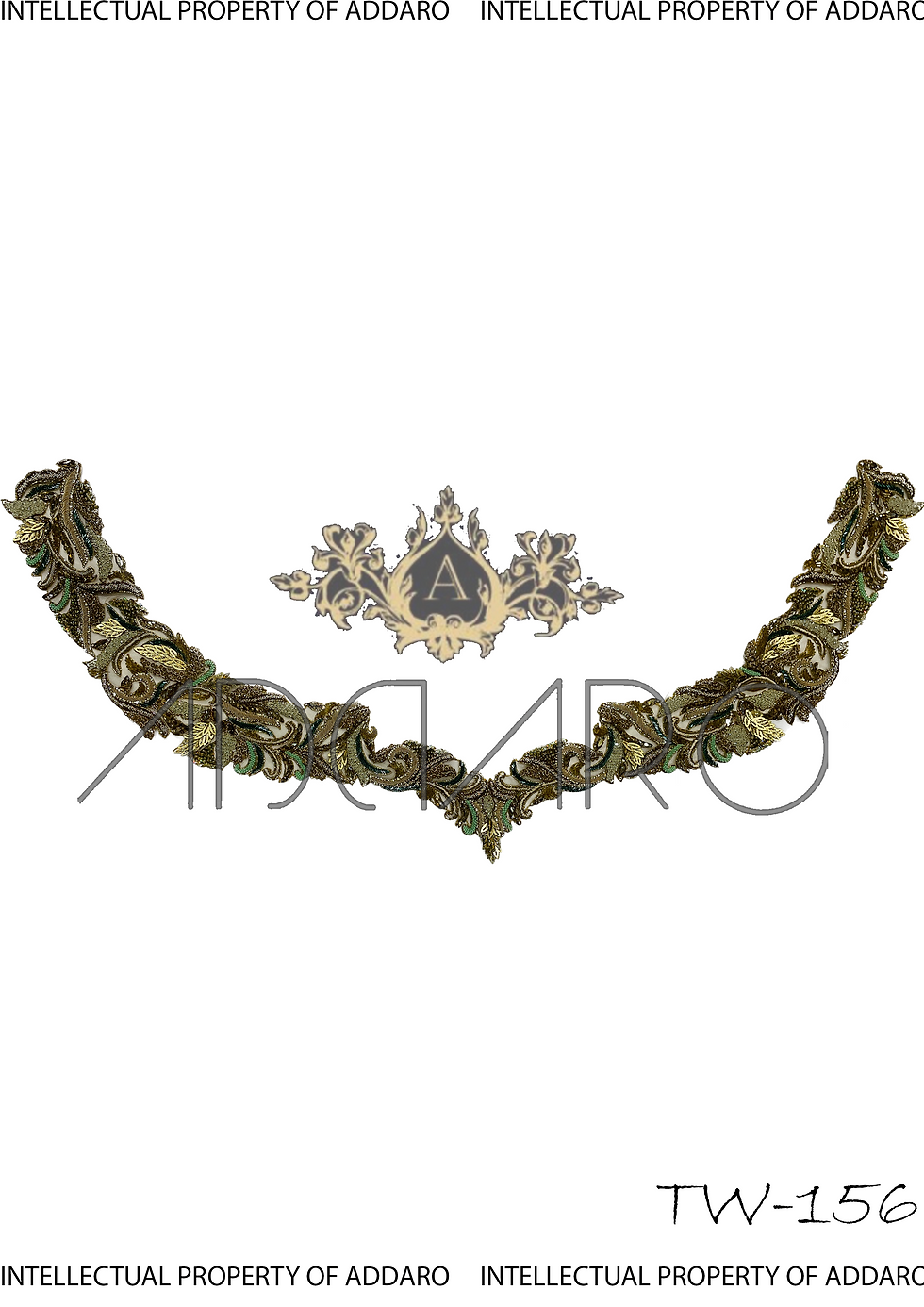 Addaro's Gold Tiffany Hand-Embroidered Trim Neckline TW-156