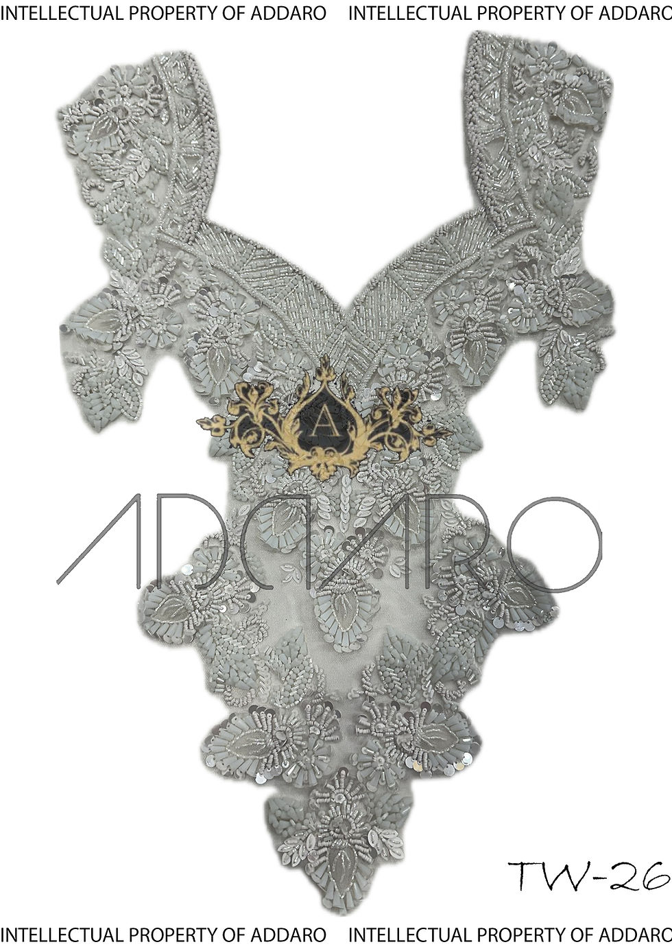 Addaro's Bridal Symphonic White Hand-Embroidered Neckline TW-26