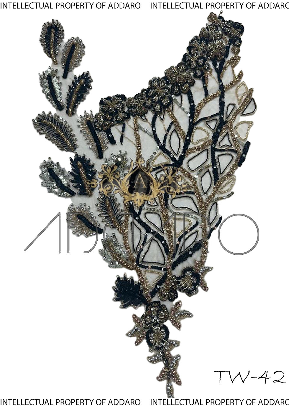 Addaro's Vibrant Multicolour Asymmetry Hand-Embroidered Neckline TW-42