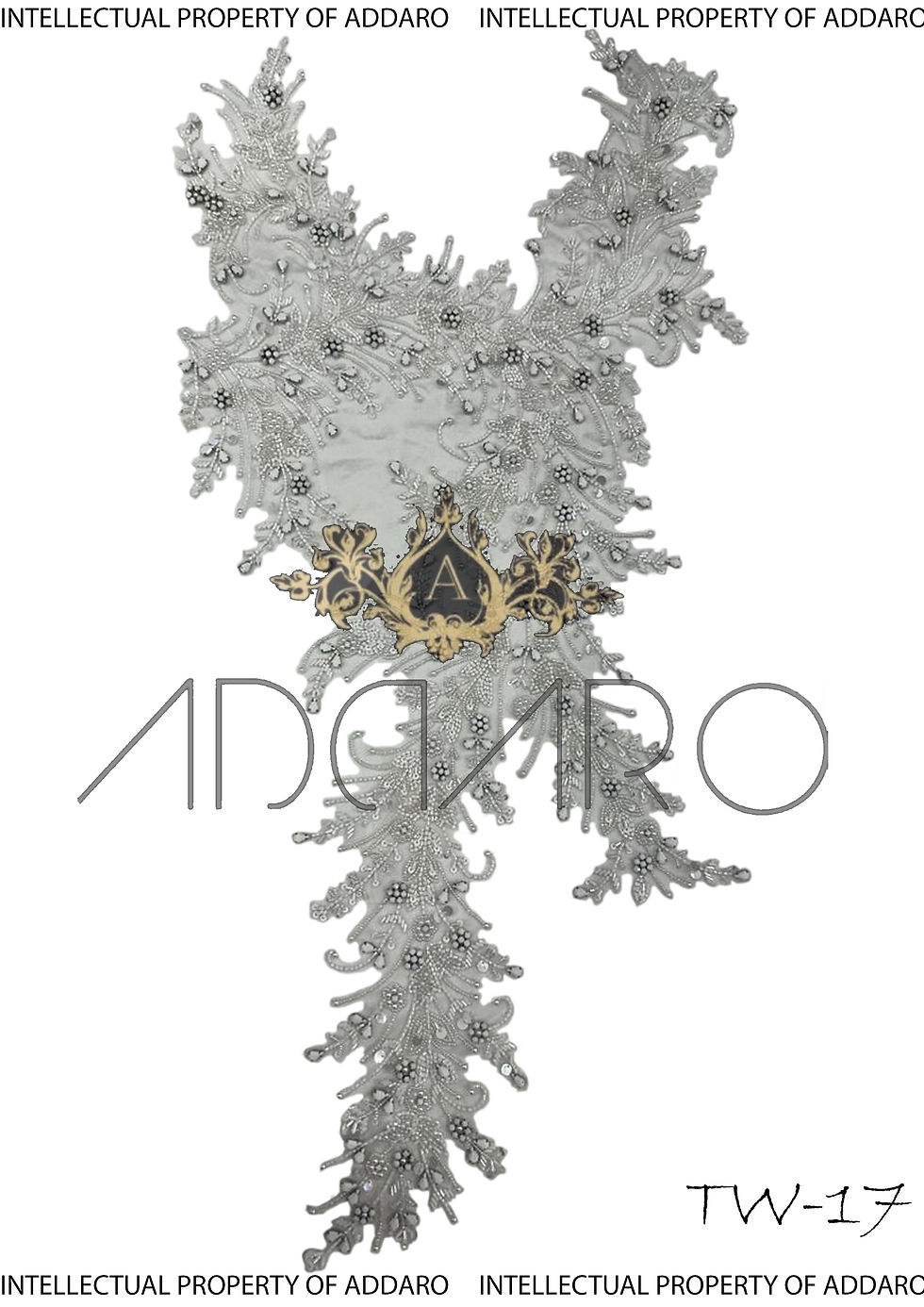 Addaro's Bridal Tranquil White Transparent Hand-Embroidered Neckline TW-17