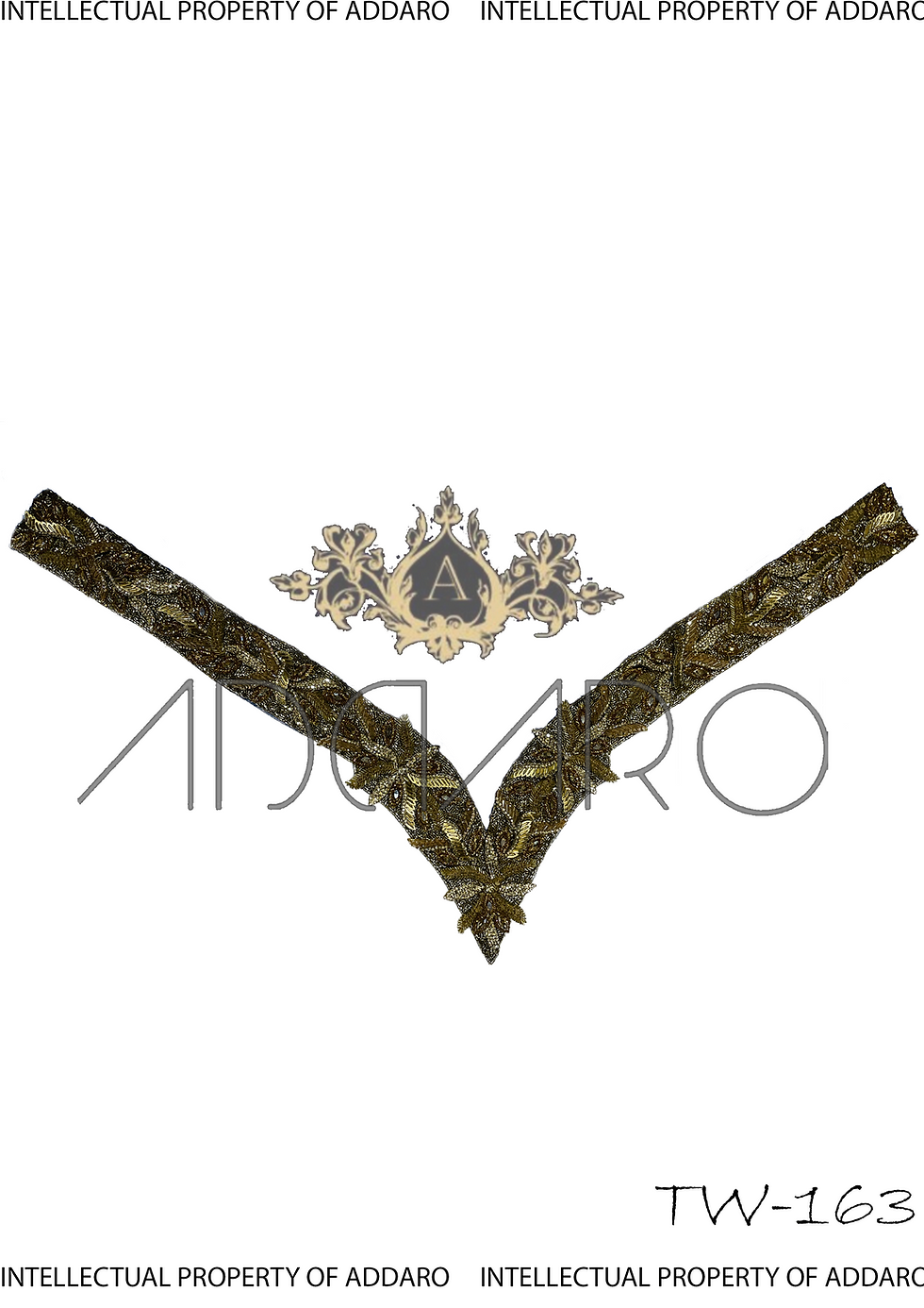 Addaro's Gold Hand-Embroidered Trim Neckline TW-163