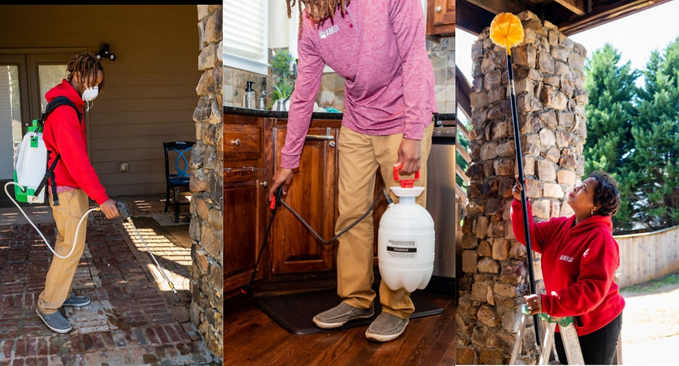Eye-level view of pest control equipment and supplies ready for use