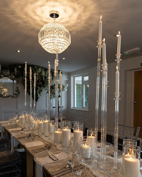 Candlelit table styling at The Orchard Maidstone wedding by Cloud Sixty Events