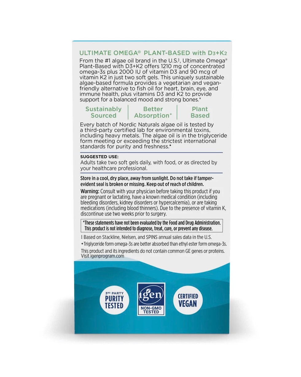 Thumbnail: Nordic Naturals Ultimate Omega with D3 + K2 back label
