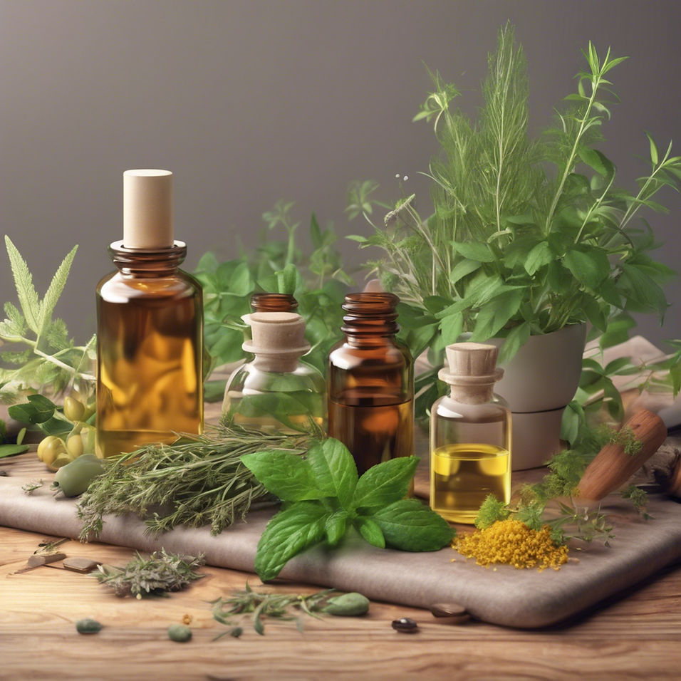 herbs and medicinal oils around it on a table.jpg