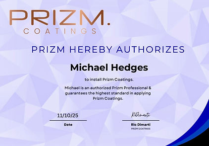 Prizm Coatings Installer Certificate