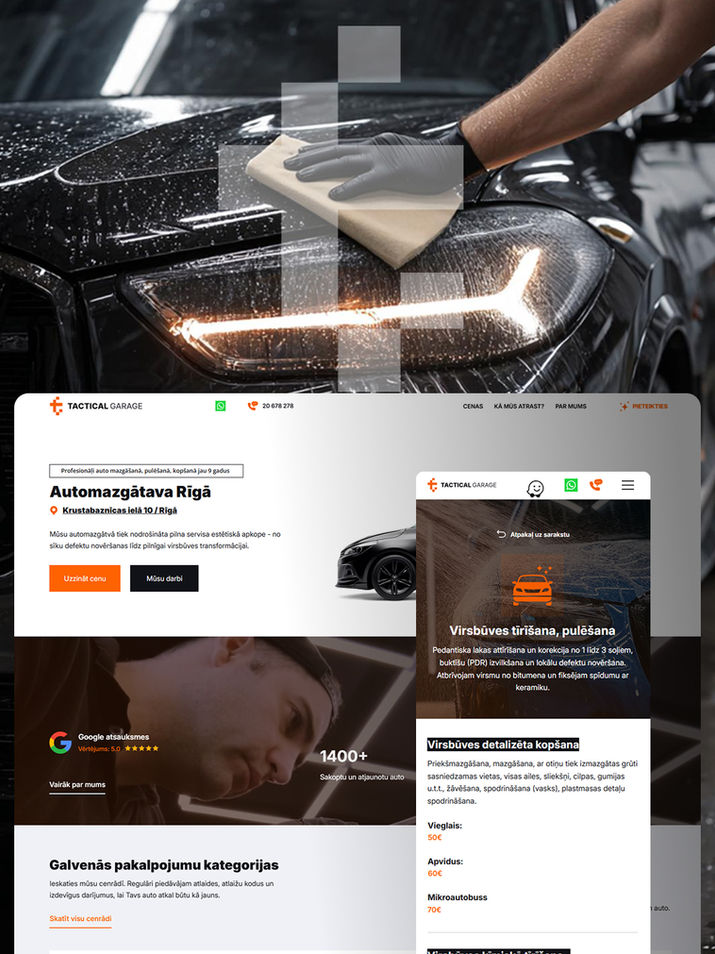 mājaslapas izstrāde auto mazgātuvei