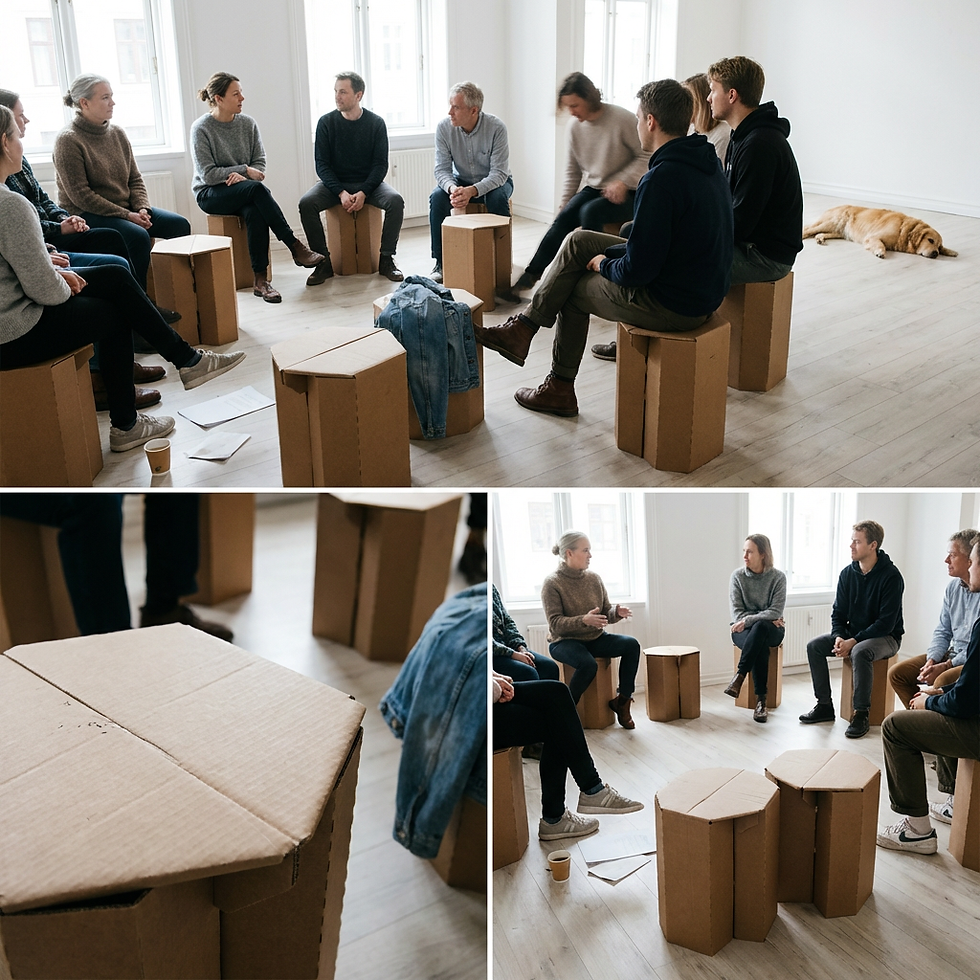 cardboard stool in meeting
