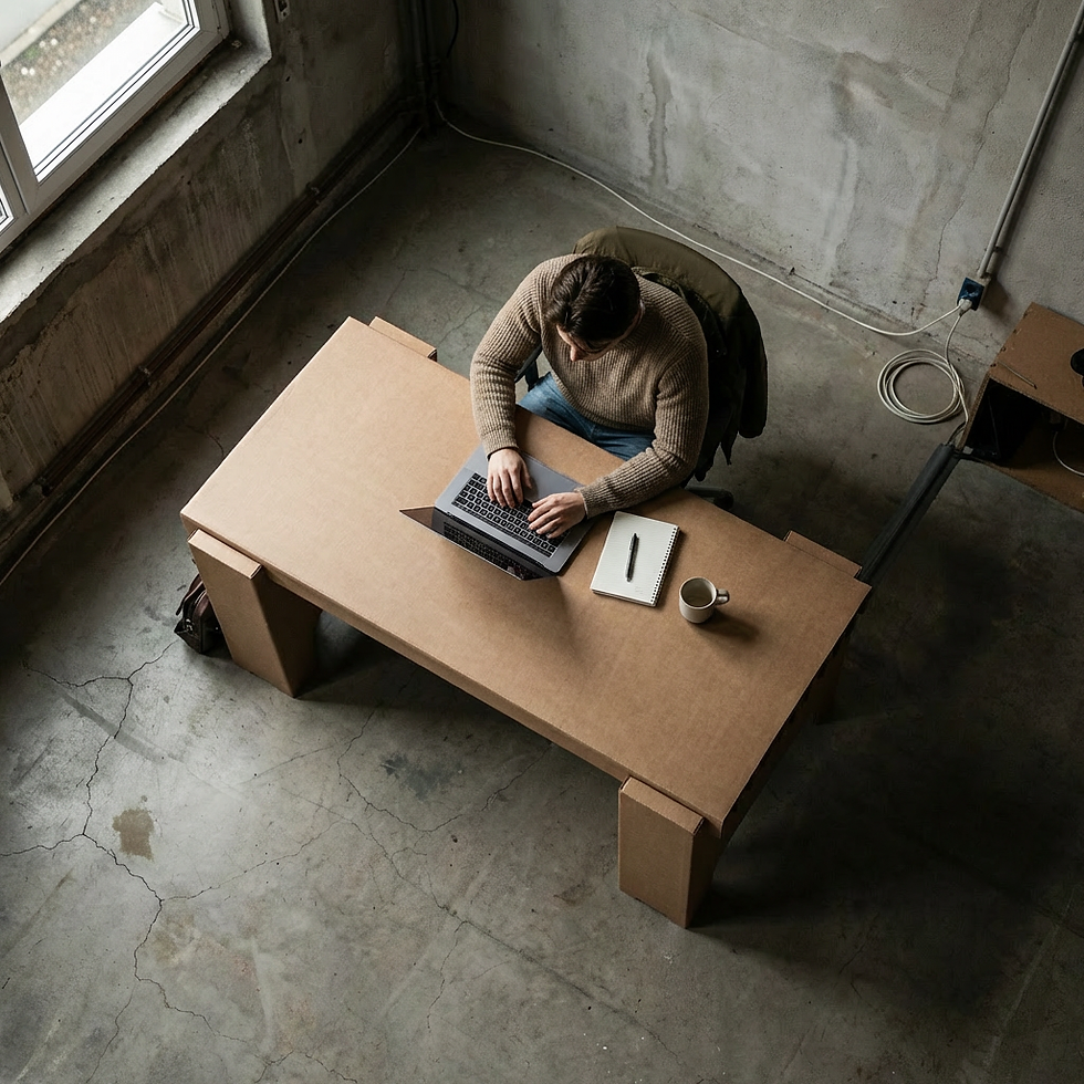 cardboard desk in real life