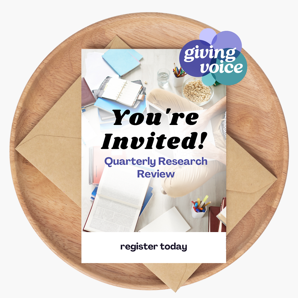 (For Giving Voice Network Members): Quarterly Research Review