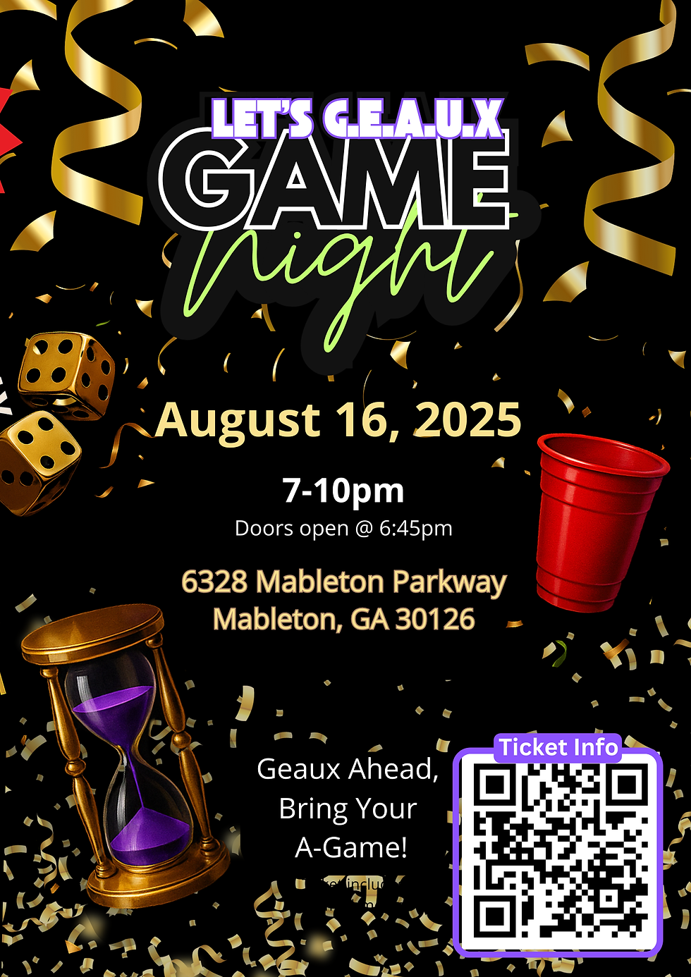 Let's G.E.A.U.X Game Night- ATLANTA