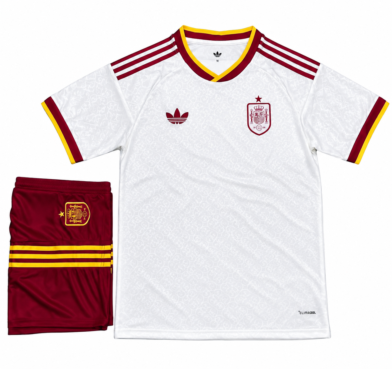 Spain White & Burgundy Retro Football Jersey – Player Version