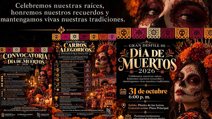 guadalupe y calvo se viste de tradicion y color con su gran desfile del dia de muertos