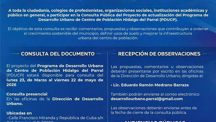 participa en la consulta publica para el nuevo plan de desarrollo urbano