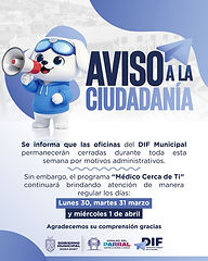 ¡Atención! Suspende DIF actividades por periodo de Semana Santa