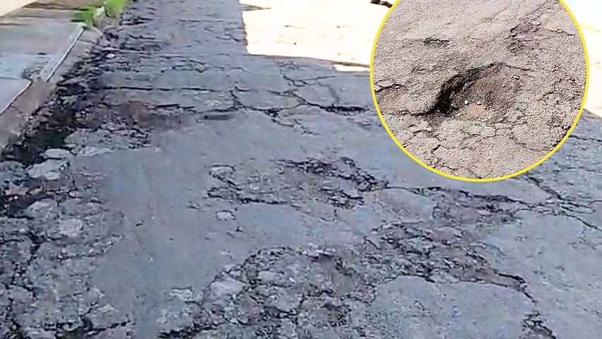 peligro latente exigen el bacheo urgente de la calle del prado en la infonavit estacion