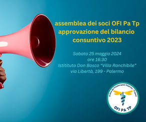 Assemblea dei soci OFI Pa Tp per l'approvazione del bilancio consuntivo 2023