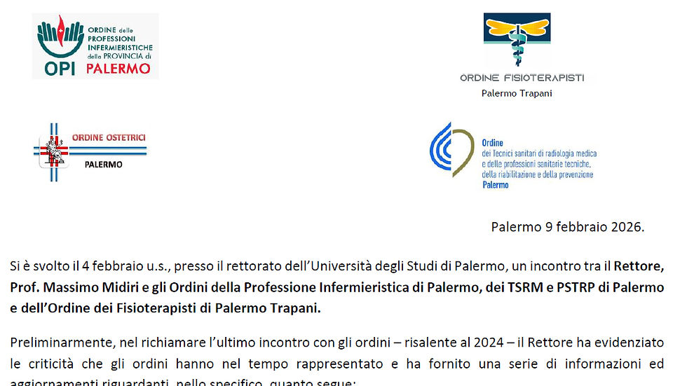 Comunicato ufficiale Ordini professioni sanitarie e UNIPA su formazione universitaria